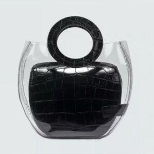 NWT-STAUD Black Frida PVC Clear Tote with Black Croc-Effect Pouch